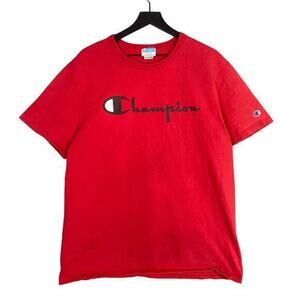 Champion Heritage Graphic Spellout Tee Red Crew Neck Short‎ Sleeve Men's XL